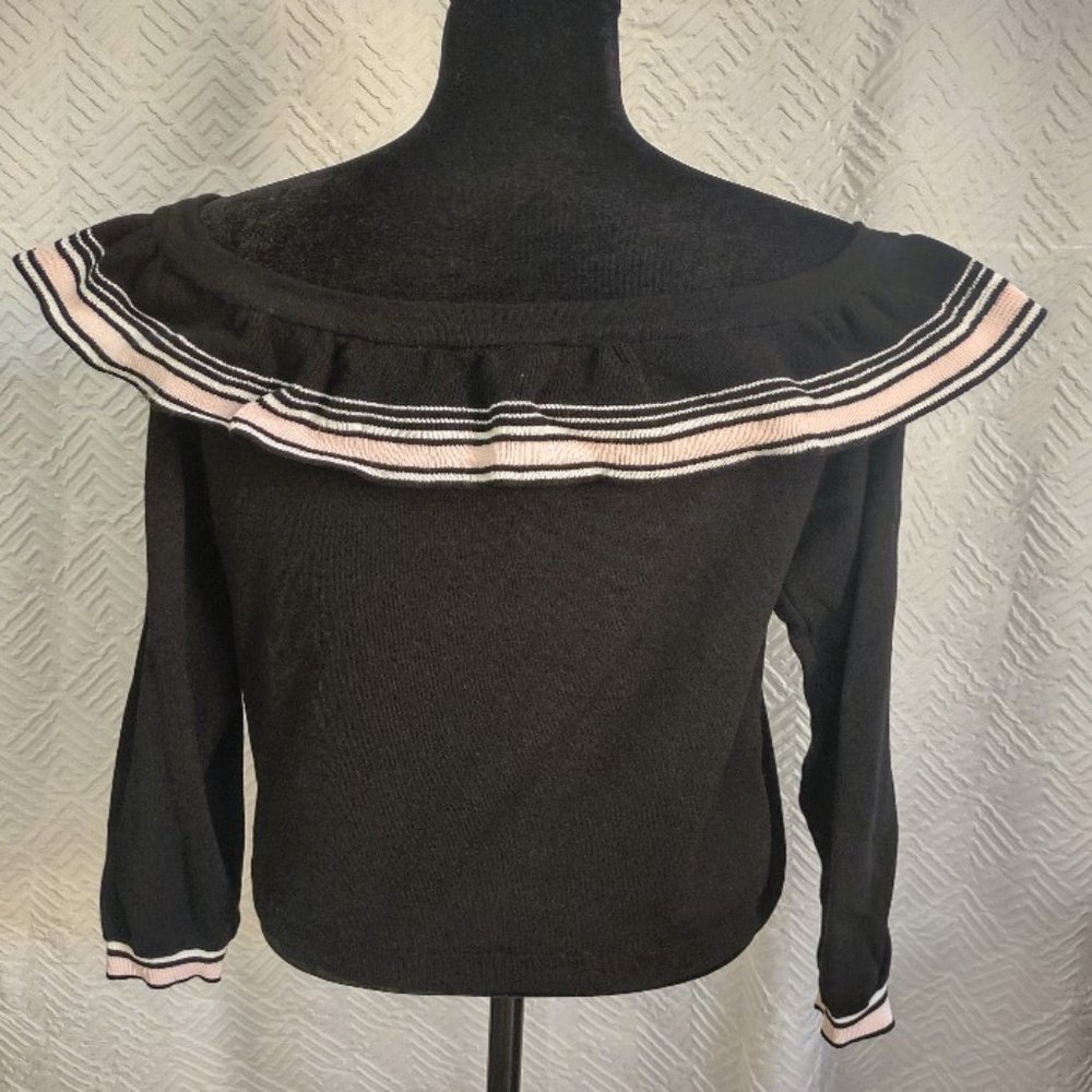 H&M Black Off the Shoulder Neck Pullover Sweater Women's Size Large - Picture 3 of 9